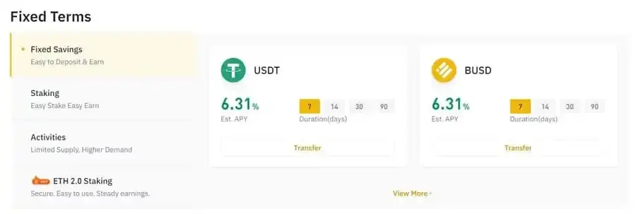 фиксированные условия Earn Бинанс