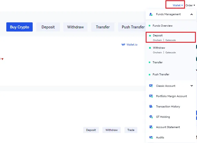 Депозит в криптовалюте Gate.io
