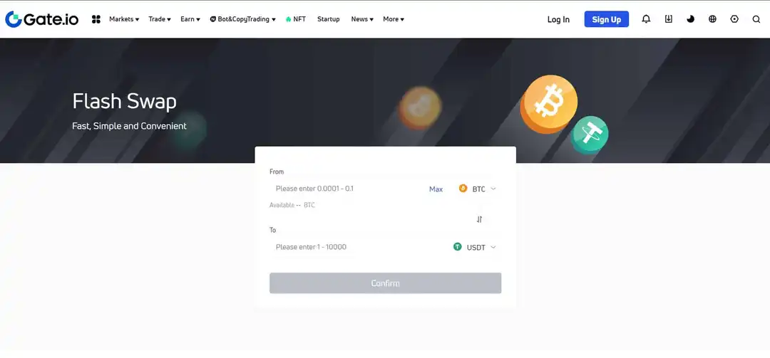 Быстрый обмен на Gate.io