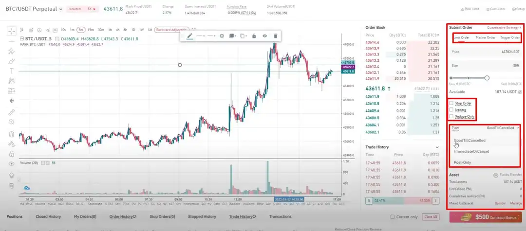 Все опции настройки фьючерсов на Gate.io