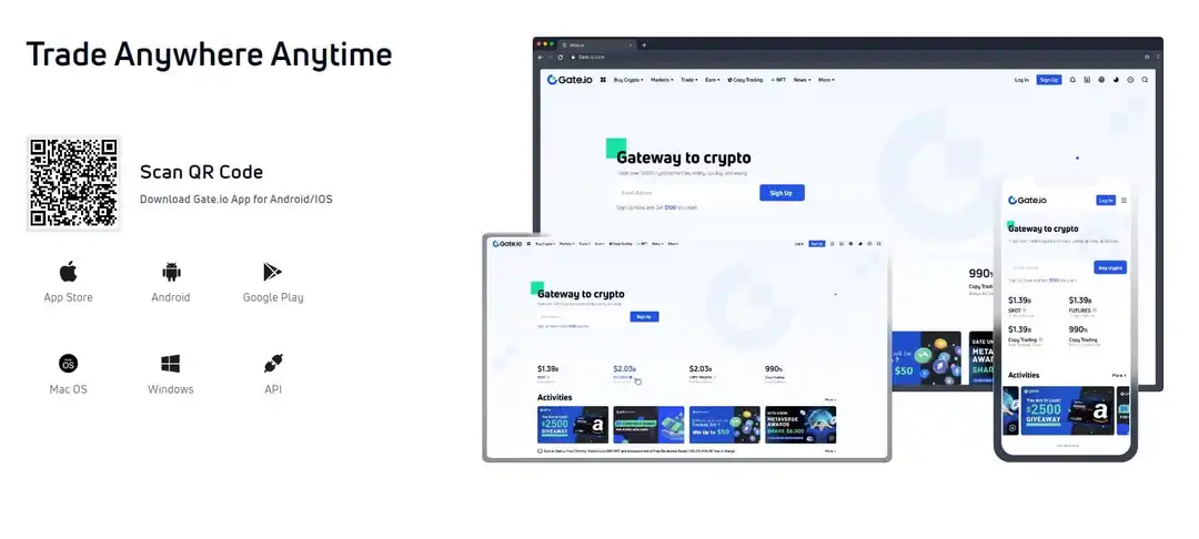 Страница загрузки мобильного приложение Gate IO