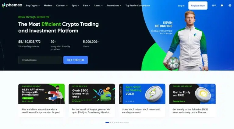 интерфейс биржи криптовалют phemex