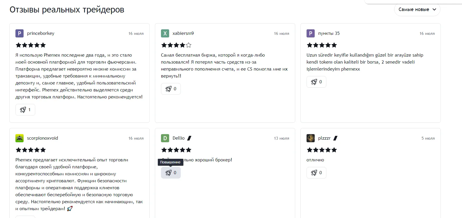 Отзывы о Phemex