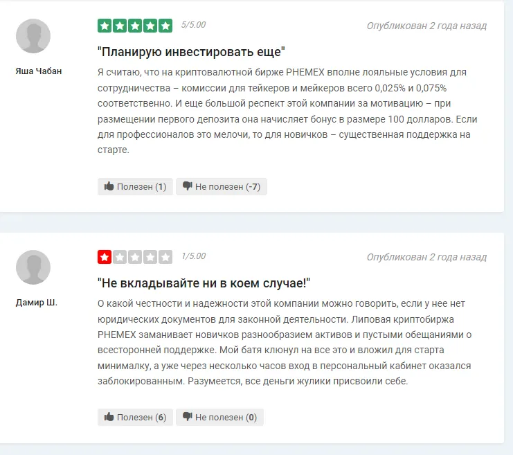 Отзывы о Phemex