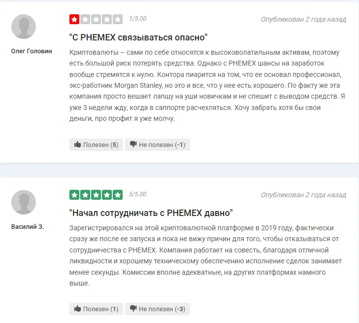 Отзывы о Phemex
